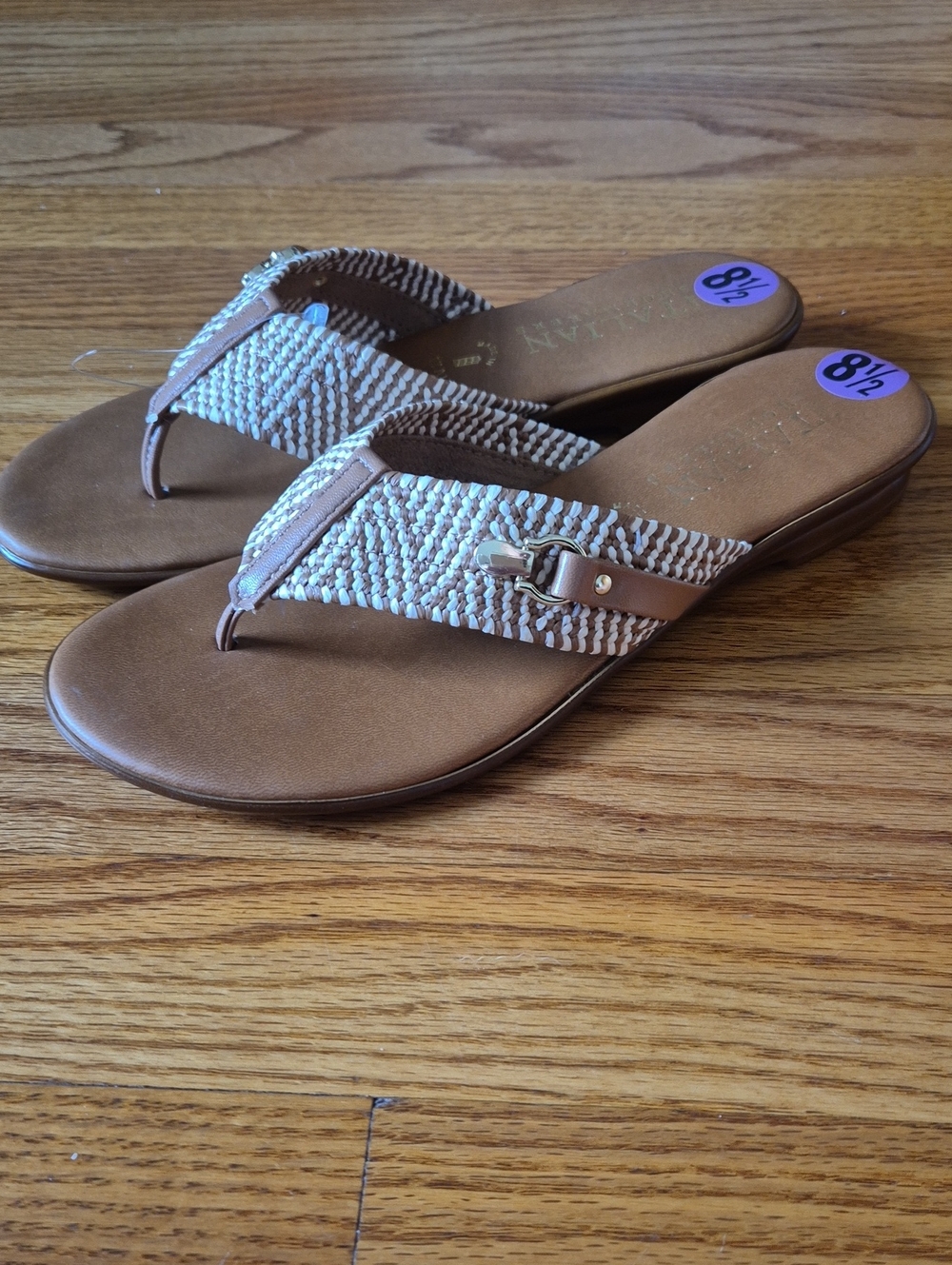 Italian Shoemakers Braided Beige and Tan Women's Sandals
